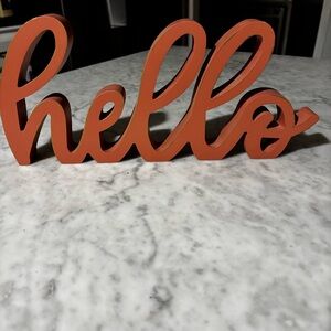 Orange 'Hello' Decorative Sign